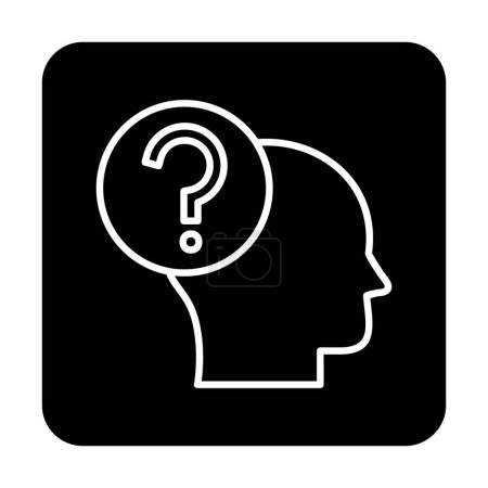 Ilustración de Signo de interrogación con cabeza humana, icono de estilo de línea - Imagen libre de derechos