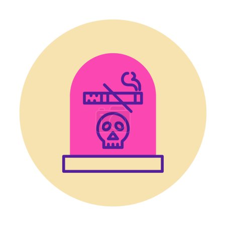 Illustration for Simple flat skull with cigarette and grave  icon - Royalty Free Image
