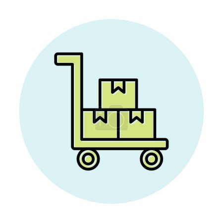 Téléchargez les illustrations : Icône de chariot d'usine dans le contour sur fond. - en licence libre de droit