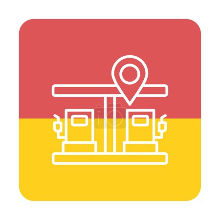 Ilustración de Puntero de mapa con icono web de gasolinera, ilustración vectorial - Imagen libre de derechos