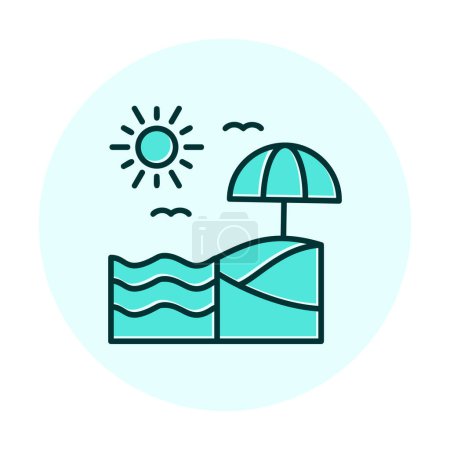 Téléchargez les illustrations : Illustration vectorielle de l'icône plage d'été - en licence libre de droit