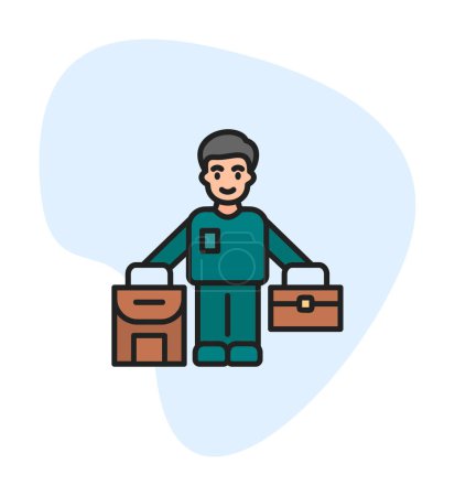 Homme réfugié icône web, illustration vectorielle 