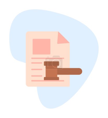 Ilustración de Subasta o juez martillo icono en estilo plano - Imagen libre de derechos
