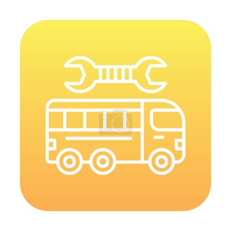 Illustration for Bus with wrench vector icon. cartoon vector - Royalty Free Image