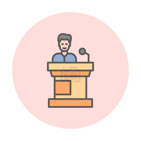 Illustration for Men giving speech at speech stand  icon, vector illustration - Royalty Free Image