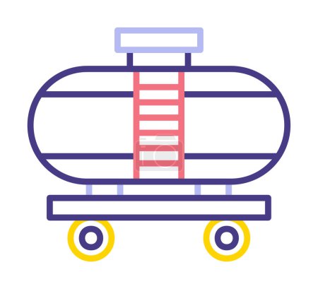 Ilustración de Tren, vagones con iconos de envío. Pictogramas logísticos de carga - Imagen libre de derechos