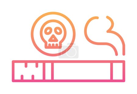 Ilustración de Cráneo plano simple con icono de cigarrillo - Imagen libre de derechos