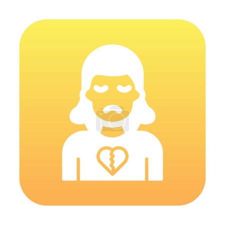 Téléchargez les illustrations : Femme triste avec Broken Heart icône illustration - en licence libre de droit