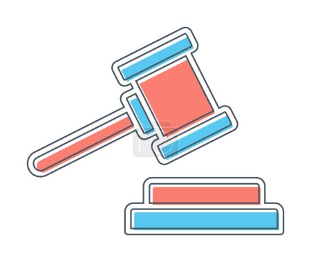 Téléchargez les illustrations : Illustration vectorielle simple d'icône de droit plat de justice - en licence libre de droit