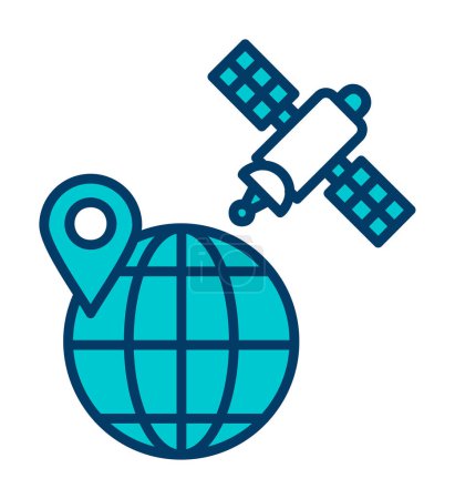 Illustration for Earth planet with satellite system icon - Royalty Free Image