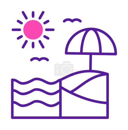 Téléchargez les illustrations : Illustration vectorielle de l'icône plage d'été - en licence libre de droit