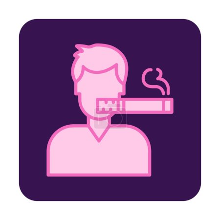 Ilustración de Hombre fumador con icono de cigarrillo, ilustración vectorial - Imagen libre de derechos