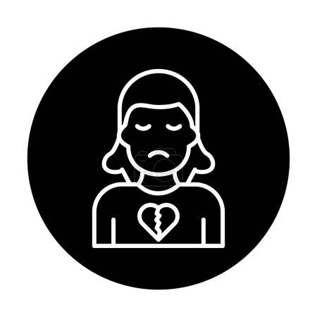 Ilustración de Mujer triste con ilustración de icono de corazón roto - Imagen libre de derechos