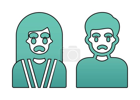 Ilustración de Vector ilustración de hombre y mujer triste icono, refugiados - Imagen libre de derechos