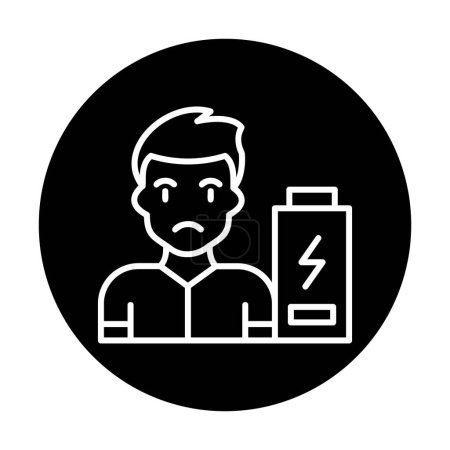 Téléchargez les illustrations : Illustration vectorielle d'un homme sans icône de batterie d'énergie - en licence libre de droit