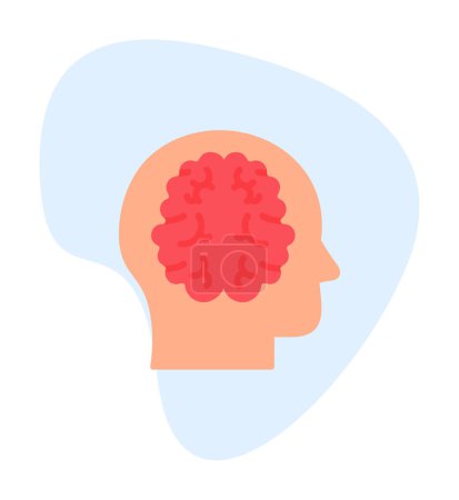 Téléchargez les illustrations : Illustration simple icône du cerveau plat vecteur - en licence libre de droit