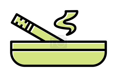 Ilustración de Cenicero con icono de cigarrillo quemado, ilustración vectorial - Imagen libre de derechos