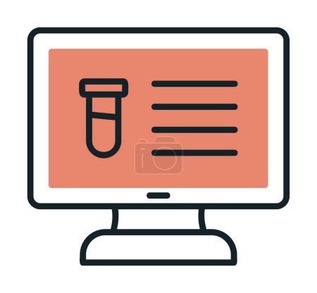 Ilustración de Tubo de prueba y el icono de la pantalla del ordenador en el estilo de moda fondo aislado. Informática - Imagen libre de derechos