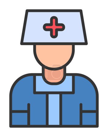 Ilustración de Vector enfermera icono de color plano - Imagen libre de derechos