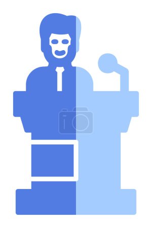Téléchargez les illustrations : Hommes prononçant un discours à l'icône du stand de parole, illustration vectorielle - en licence libre de droit
