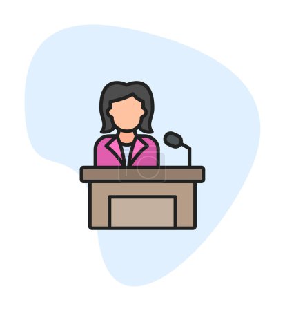 Ilustración de Mujeres dando discurso en el icono del soporte de voz, ilustración vectorial - Imagen libre de derechos