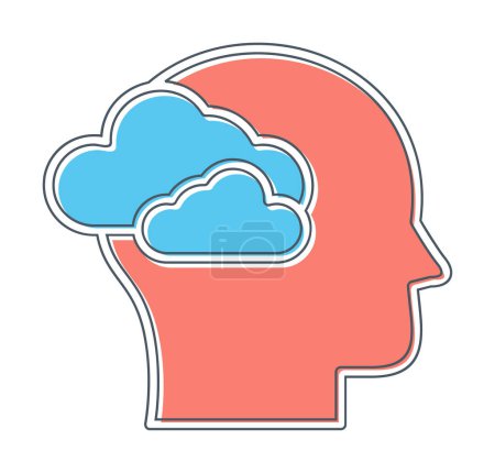 Illustration for Brain with clouds icon, vector illustration - Royalty Free Image