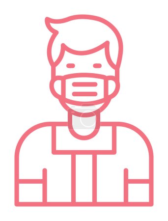 Téléchargez les illustrations : Jeune homme plat avec masque médical vecteur - en licence libre de droit