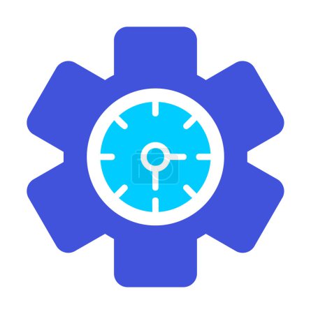 Illustration for Setting clock icon, vector illustration, time symbol. Clock inside gear - Royalty Free Image