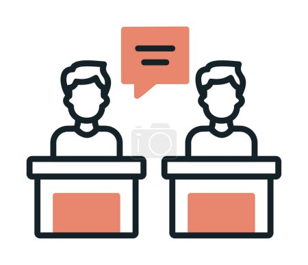 Illustration for Men giving speech at speech stands at Debate  icon, vector illustration - Royalty Free Image