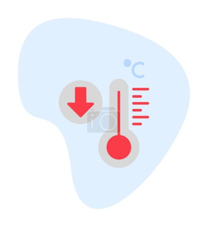 Ilustración de Termómetro con ilustración de vectores de iconos de baja temperatura - Imagen libre de derechos