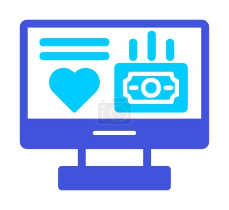 Ilustración de Monitor de ordenador con el dinero y el corazón icono web, ilustración de vectores - Imagen libre de derechos