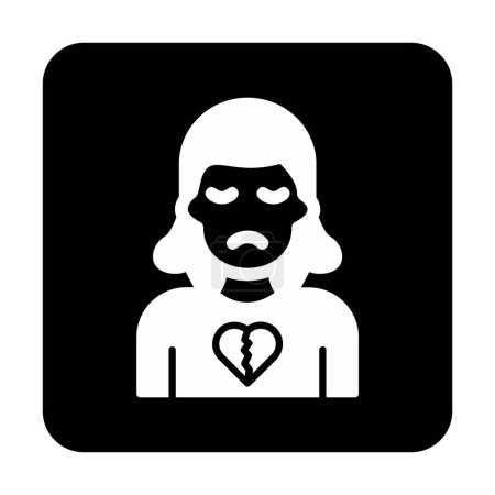 sad woman with  Broken Heart  icon  illustration 