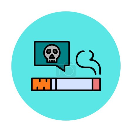 Illustration for Simple flat skull with cigarette icon. vector - Royalty Free Image