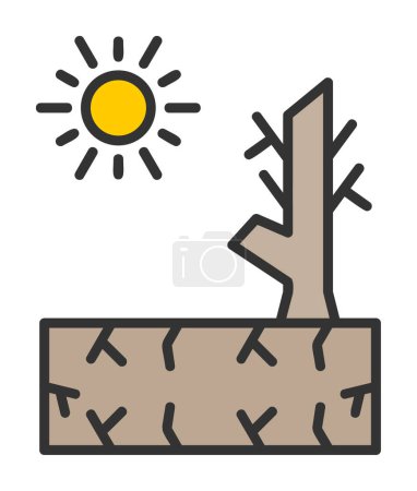 Illustration for Vector flat icon of a tree with Drought ground - Royalty Free Image