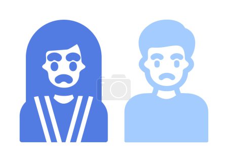 Ilustración de Vector ilustración de hombre y mujer triste icono, refugiados - Imagen libre de derechos