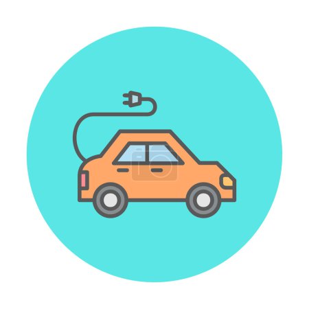 Illustration for Electric car icon. Electrical automobile and charging symbol. Eco friendly electro auto vehicle concept. Vector illustration - Royalty Free Image