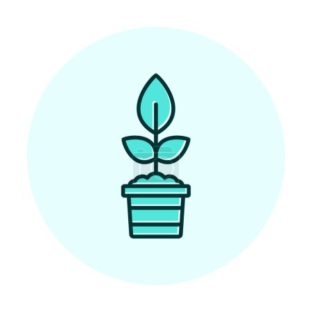 Ilustración de Planta en el icono del pote, ilustración del vector - Imagen libre de derechos