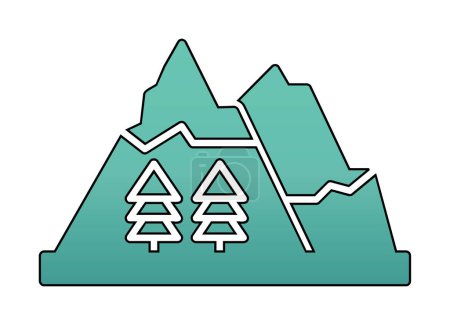 Illustration for Mountains icon in simple vector isolated - Royalty Free Image
