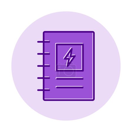 Illustration for Notepad with lightbolt icon, research concept, vector illustration - Royalty Free Image