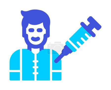 Ilustración de Hombre icono web de vacunación, ilustración de vectores - Imagen libre de derechos