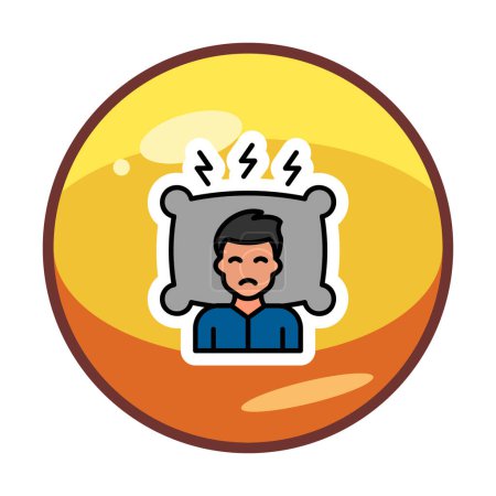 Téléchargez les illustrations : Homme sur un oreiller, Insomnie concept vecteur - en licence libre de droit
