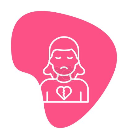 sad woman with  Broken Heart  icon  illustration 