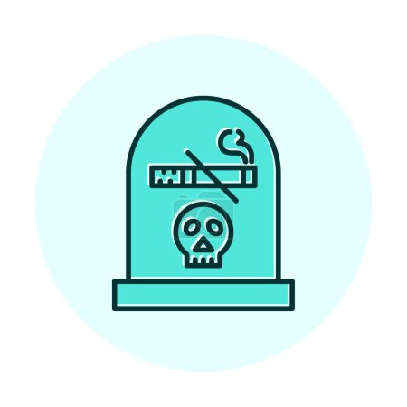 Illustration for Smoking and grave icon, flat icon vector - Royalty Free Image