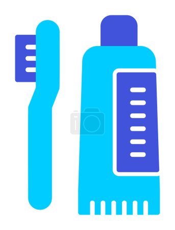 Téléchargez les illustrations : Illustration vectorielle des icônes brosse à dents et pâte à dents - en licence libre de droit