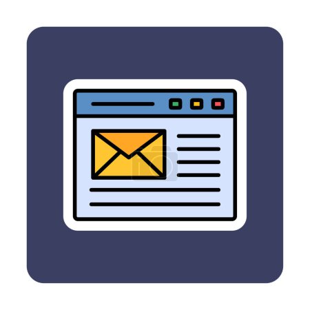 Ilustración de Simple computadora plana mensaje de correo electrónico icono vector - Imagen libre de derechos