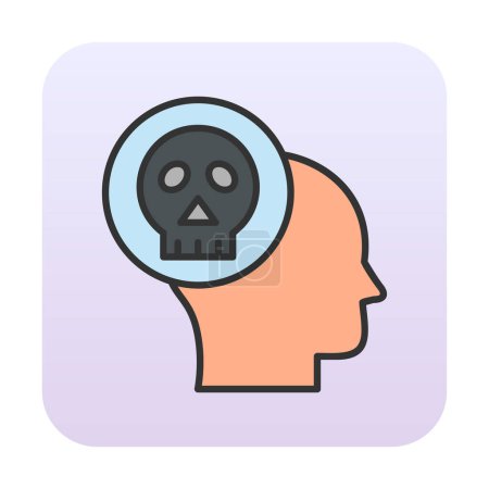 Téléchargez les illustrations : Tête humaine avec icône du crâne, illustration vectorielle - en licence libre de droit