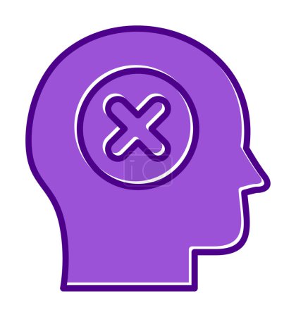 Illustration for Human head with cross sign, Insecure person, vector illustration - Royalty Free Image