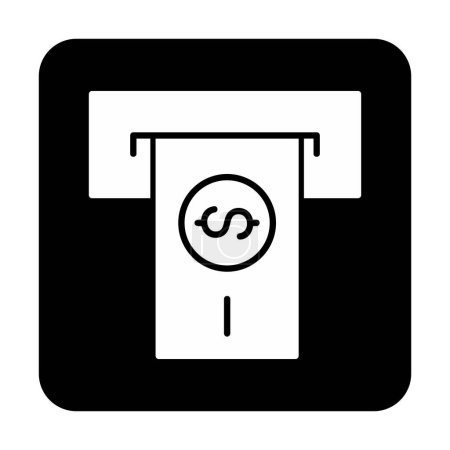 Geldabheben am Automatenautomaten in schlichtem Design auf weißem Hintergrund