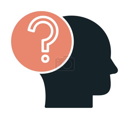 Illustration for Question mark with human head, line style icon - Royalty Free Image