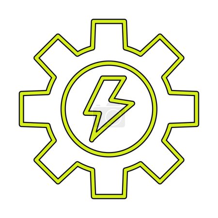 Illustration for Lighting bolt icon inside gear, vector illustration simple design - Royalty Free Image